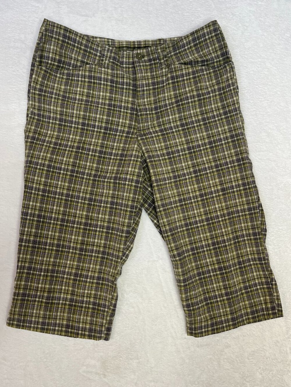 VTG 90s White Stag Green Plaid Bermuda Shorts Capris y2k Vacation Sharpay Evans